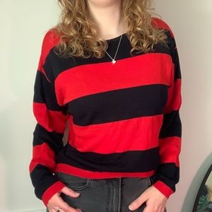 Red Black Stripe Sweater Small